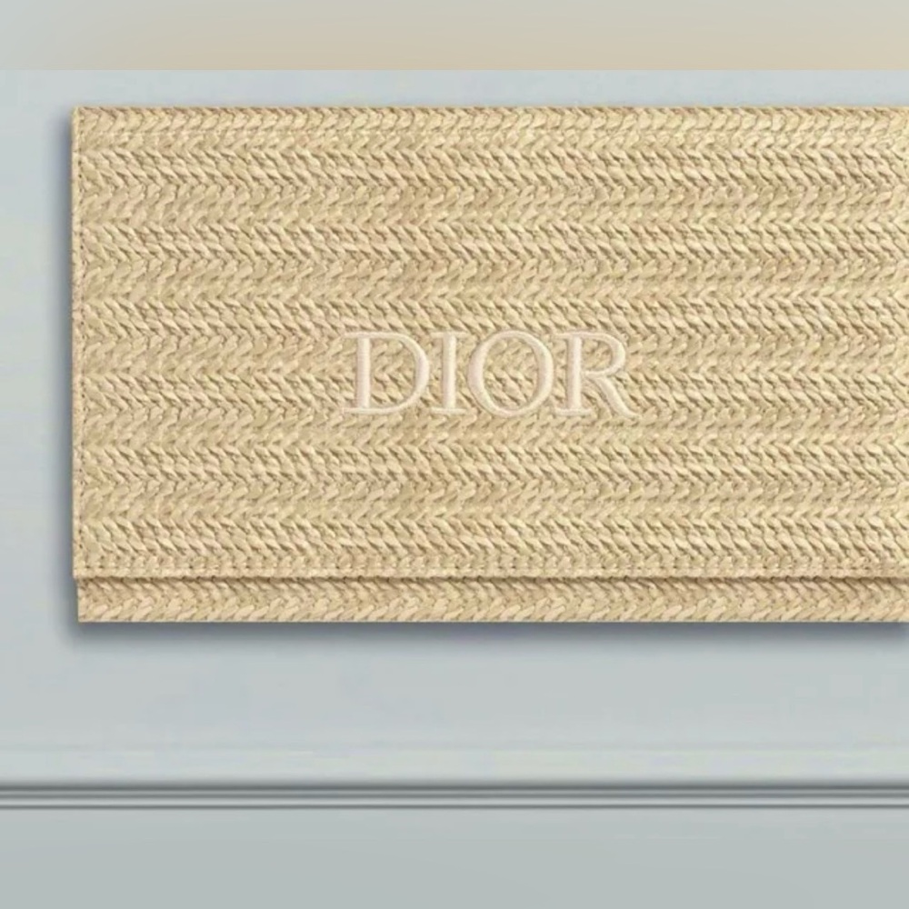 DIOR BEAUTY DIORIVIERA RAFFIA POUCH COSMETIC RATTAN CLUTCH NEW! - Picture 7 of 7